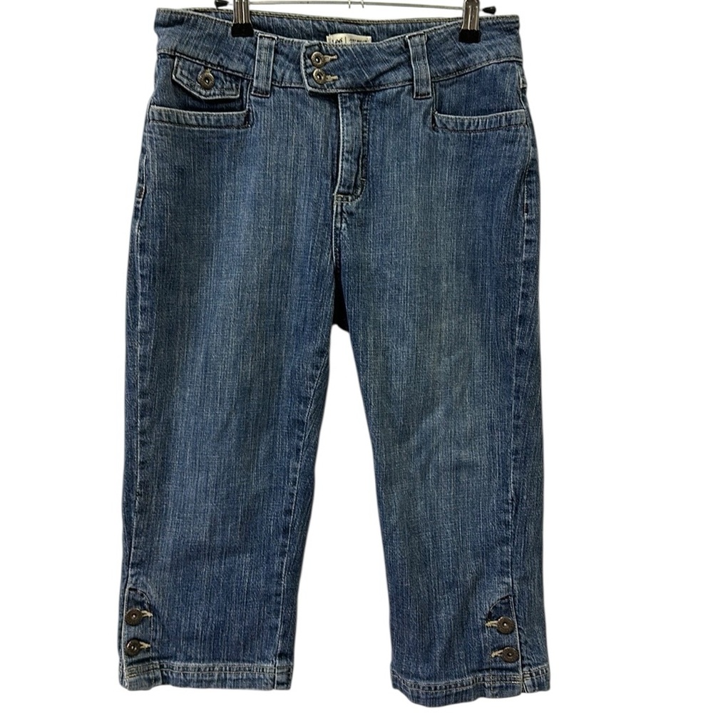 Lee Just Below the Waist Stretch Denim Cropped Button Cuff Blue Jeans Womens 8 M